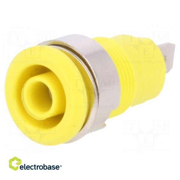 Socket | 4mm banana | 24A | 1kV | Cutout: Ø12.2mm | yellow | gold-plated