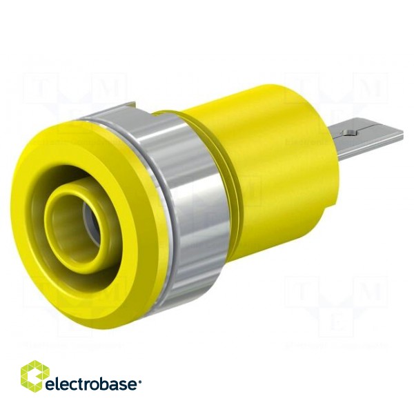 Socket | 4mm banana | 24A | 1kV | Cutout: Ø12.2mm | yellow | insulated