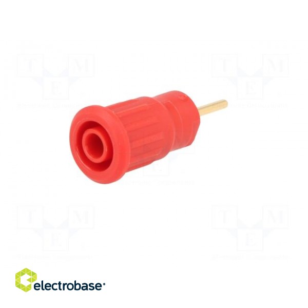Socket | 4mm banana | 24A | 1kV | L: 35.5mm | red | gold-plated | on panel image 2