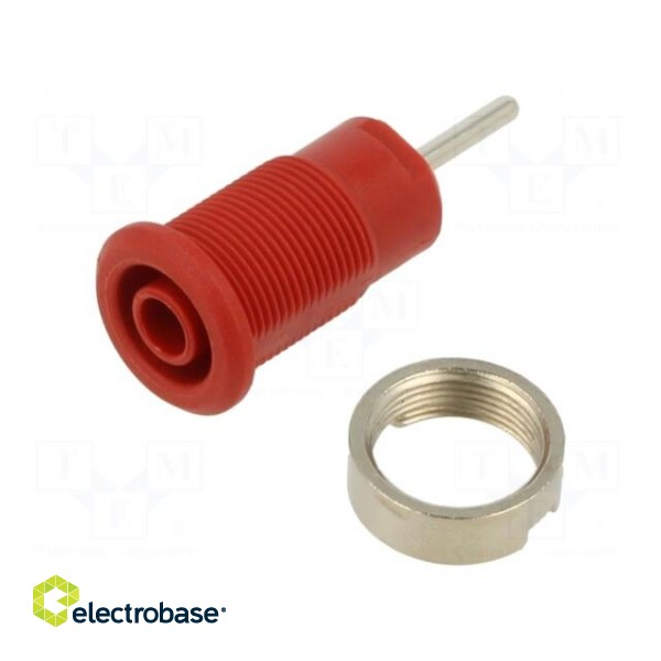 Socket | 4mm banana | 24A | 1kV | L: 35.5mm | red | nickel plated