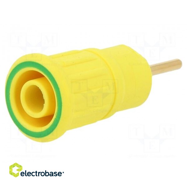 Socket | 4mm banana | 24A | 1kV | L: 35.5mm | yellow-green | gold-plated фото 1