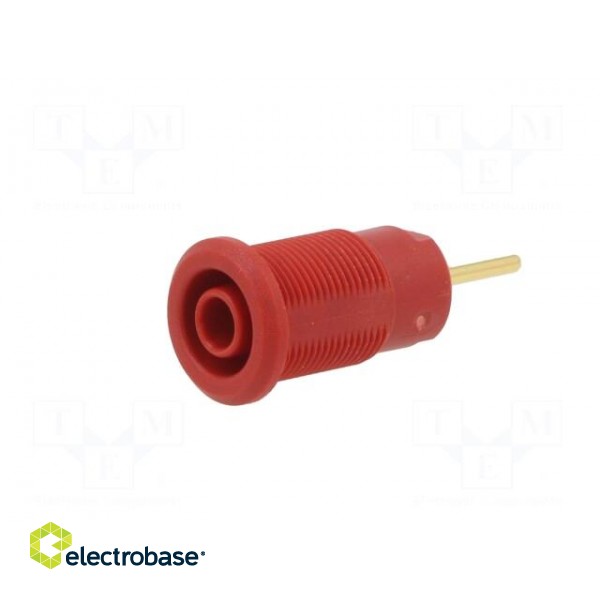 Socket | 4mm banana | 24A | 1kV | red | gold-plated | on panel фото 2