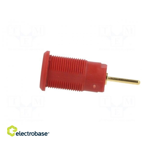 Socket | 4mm banana | 24A | 1kV | red | gold-plated | on panel фото 3