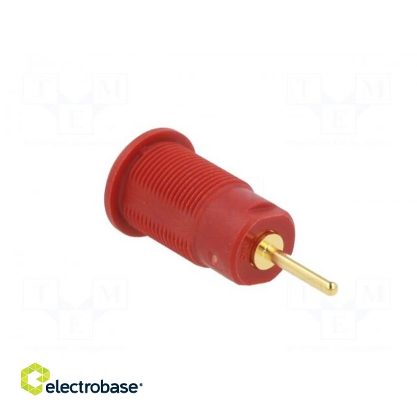 Socket | 4mm banana | 24A | 1kV | red | gold-plated | on panel фото 4