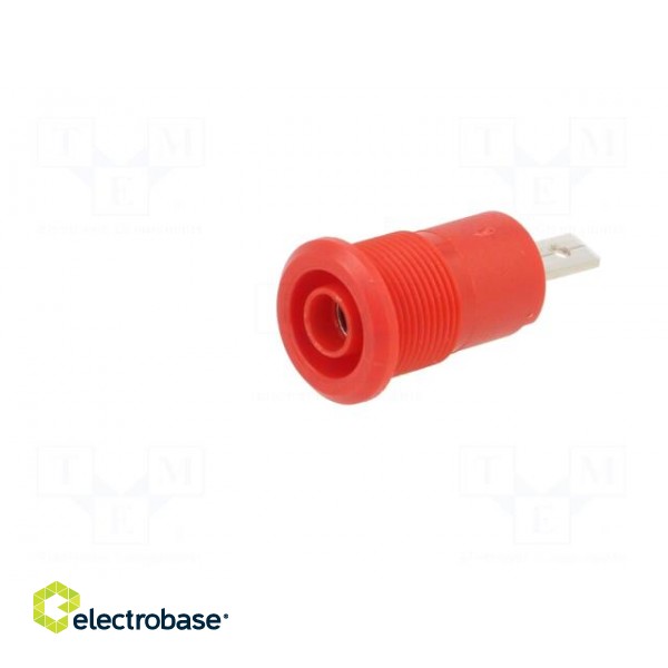 Socket | 4mm banana | 24A | 1kV | red | nickel plated | on panel,screw фото 2