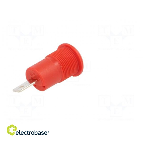 Socket | 4mm banana | 24A | 1kV | red | nickel plated | on panel,screw фото 6