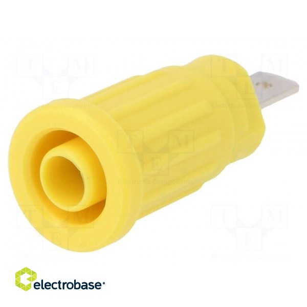 Socket | 4mm banana | 24A | 1kV | yellow | nickel plated | 34mm | 5mΩ image 1