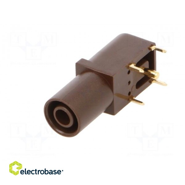 Socket | 4mm banana | 24A | 33mm | brown | gold-plated | on panel image 2