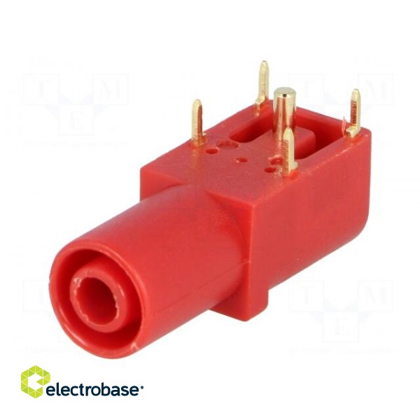 Socket | 4mm banana | 24A | 33mm | red | gold-plated | on panel image 1