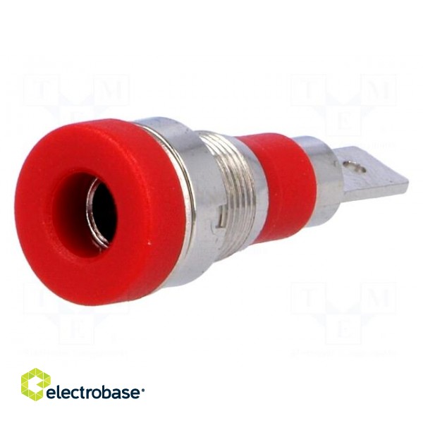 Socket | 4mm banana | 24A | 60VDC | red | nickel plated | on panel | 28mm image 1