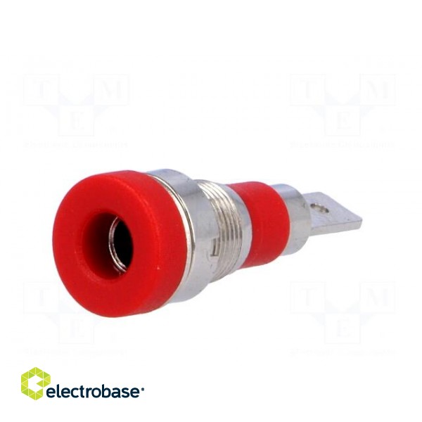 Socket | 4mm banana | 24A | 60VDC | red | nickel plated | on panel | 28mm image 2