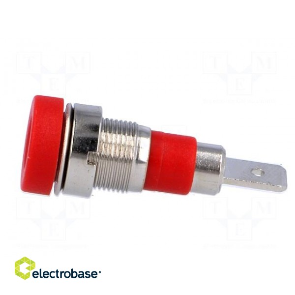 Socket | 4mm banana | 24A | 60VDC | red | nickel plated | on panel | 28mm фото 3