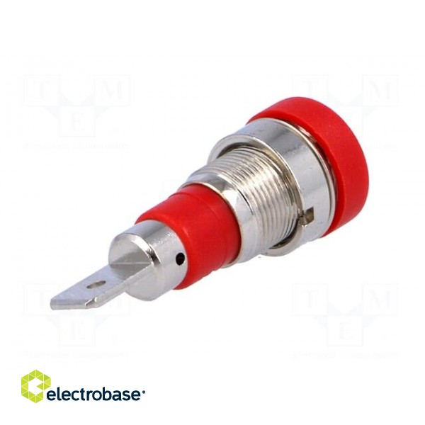 Socket | 4mm banana | 24A | 60VDC | red | nickel plated | on panel | 28mm фото 6