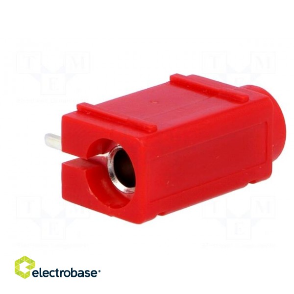 Socket | 4mm banana | 24A | 60VDC | red | silver plated | PCB | insulated фото 6