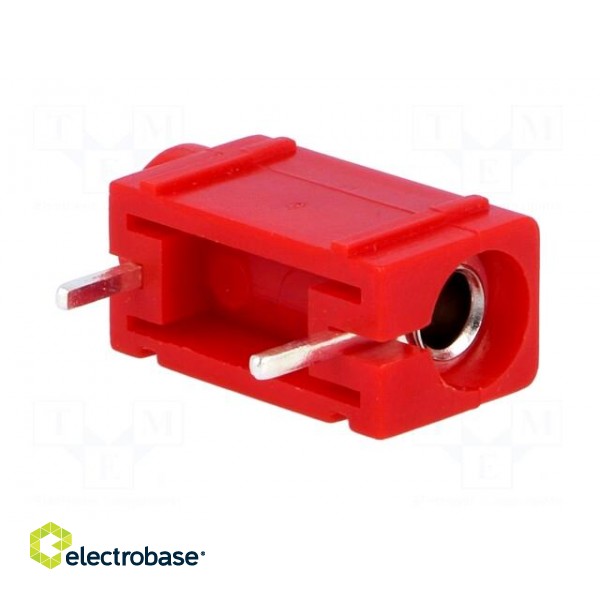 Socket | 4mm banana | 24A | 60VDC | red | silver plated | PCB | insulated фото 4