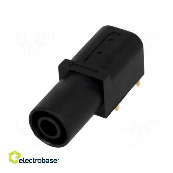 Socket | 4mm banana | 24A | black | gold-plated | PCB | insulated | 33.6mm image 1