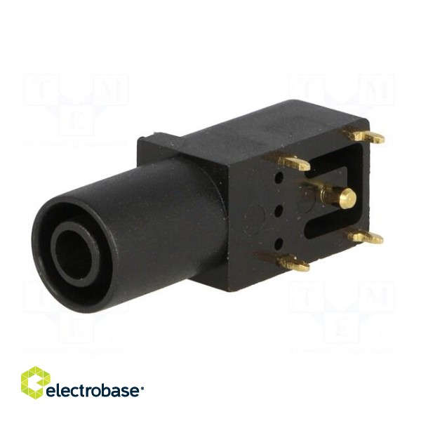 Socket | 4mm banana | 24A | black | gold-plated | PCB | insulated | 33.6mm image 2