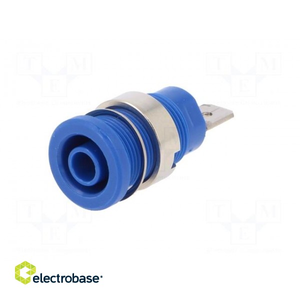 Socket | 4mm banana | 24A | blue | nickel plated | on panel,screw | 34mm image 2