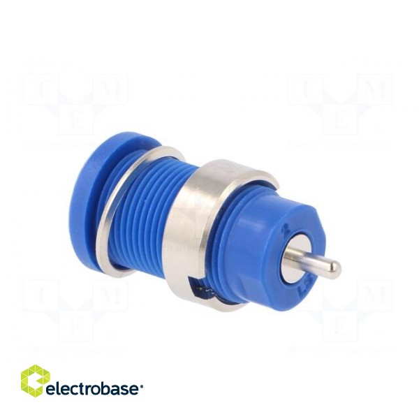 Socket | 4mm banana | 24A | blue | nickel plated | screw,on panel image 4