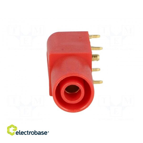 Socket | 4mm banana | 24A | red | gold-plated | PCB | insulated | 33.6mm фото 9