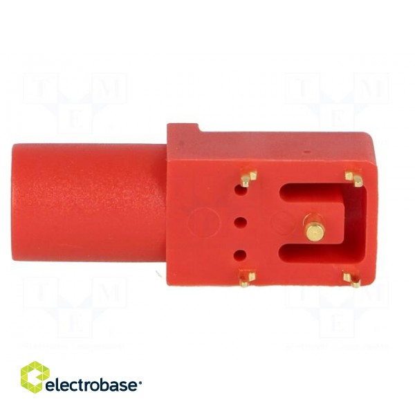 Socket | 4mm banana | 24A | red | gold-plated | PCB | insulated | 33.6mm фото 3