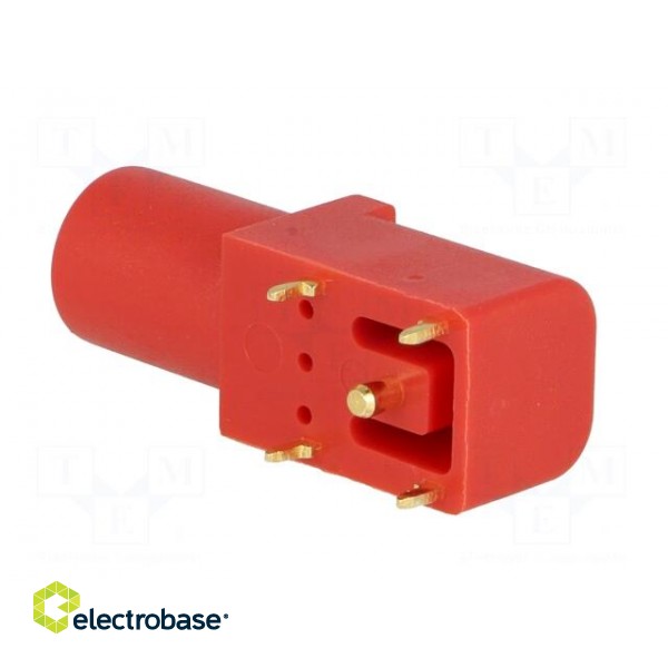 Socket | 4mm banana | 24A | red | gold-plated | PCB | insulated | 33.6mm фото 4