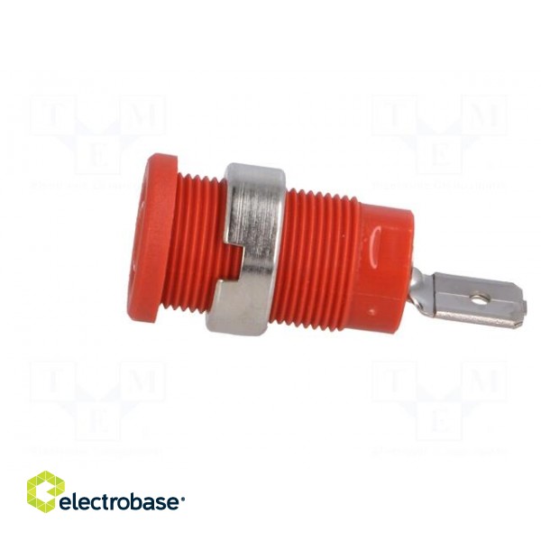 Socket | 4mm banana | 24A | red | nickel plated | screw,on panel | 34mm фото 3
