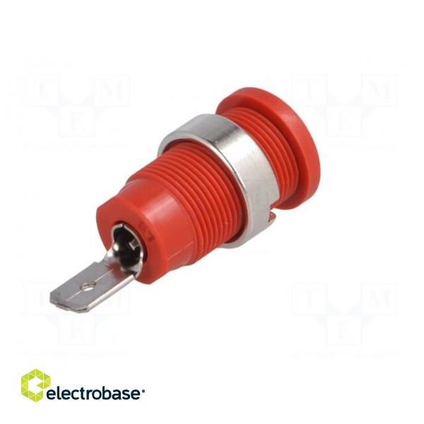 Socket | 4mm banana | 24A | red | nickel plated | screw,on panel | 34mm фото 6