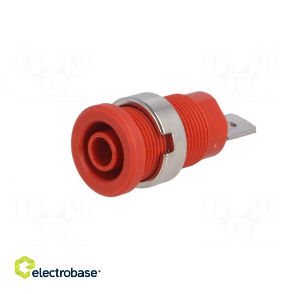 Socket | 4mm banana | 24A | red | nickel plated | screw,on panel | 34mm фото 2