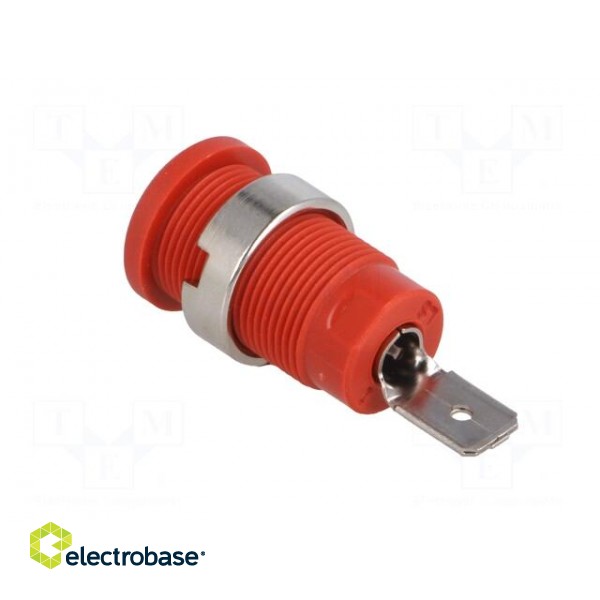 Socket | 4mm banana | 24A | red | nickel plated | screw,on panel | 34mm фото 4