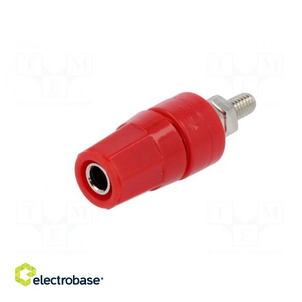 Socket | 4mm banana | 24A | red | nickel plated | on panel,screw | 36mm image 2