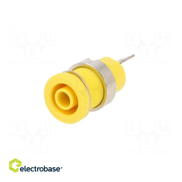 Socket | 4mm banana | 24A | yellow | nickel plated | screw,on panel фото 2
