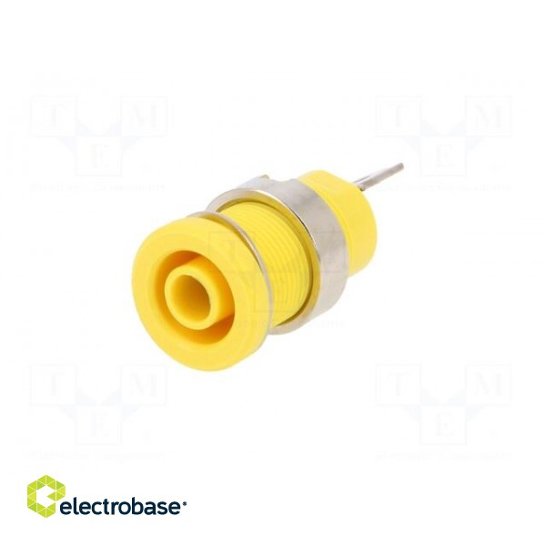 Socket | 4mm banana | 24A | yellow | nickel plated | on panel,screw image 2