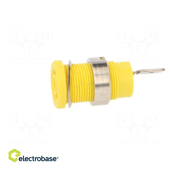 Socket | 4mm banana | 24A | yellow | nickel plated | on panel,screw image 3