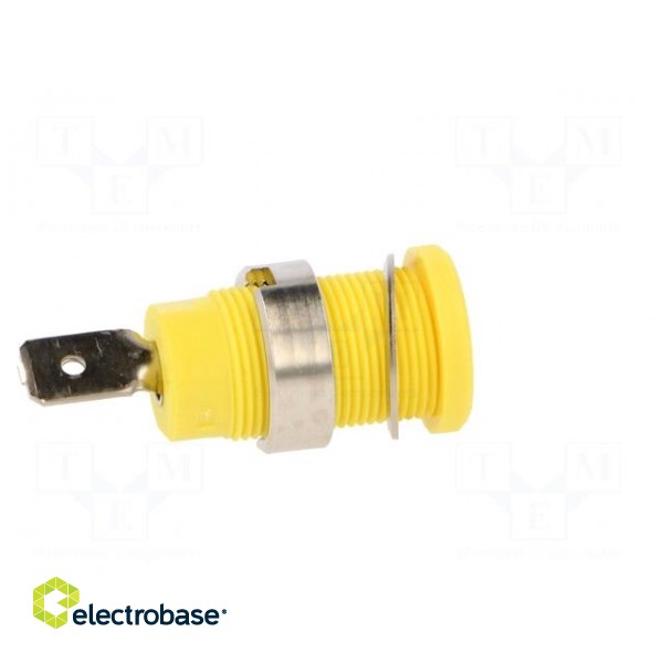 Socket | 4mm banana | 24A | yellow | nickel plated | on panel,screw image 7