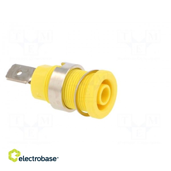 Socket | 4mm banana | 24A | yellow | nickel plated | screw,on panel фото 8