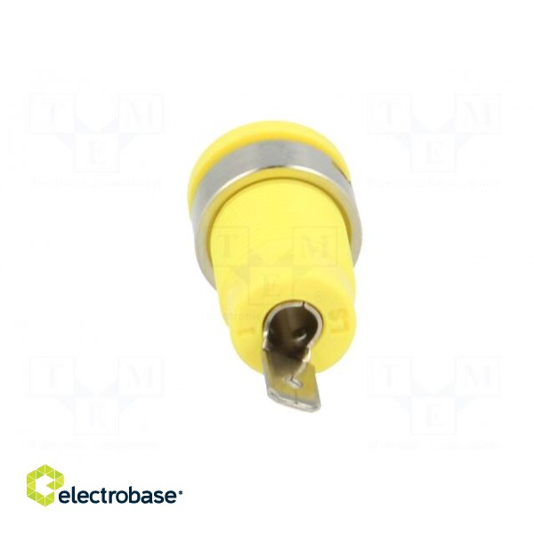 Socket | 4mm banana | 24A | yellow | nickel plated | screw,on panel image 5