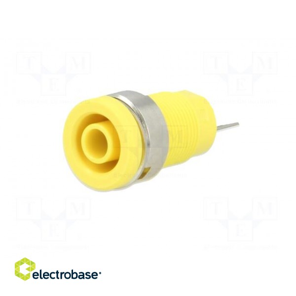 Socket | 4mm banana | 24A | yellow | nickel plated | screw,on panel image 2