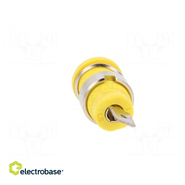 Socket | 4mm banana | 24A | yellow | nickel plated | screw,on panel фото 5