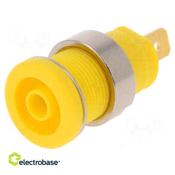 Socket | 4mm banana | 25A | 1kVDC | yellow | gold-plated | screw | 32mm paveikslėlis 1