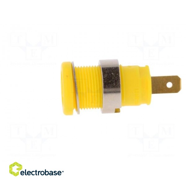 Socket | 4mm banana | 25A | 1kVDC | yellow | gold-plated | screw | 32mm paveikslėlis 3