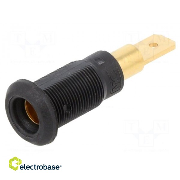 Socket | 4mm banana | 25A | black | gold-plated | Overall len: 30mm image 1