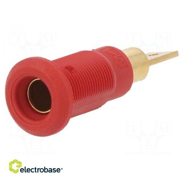 Socket | 4mm banana | 25A | red | gold-plated | Overall len: 30mm image 1