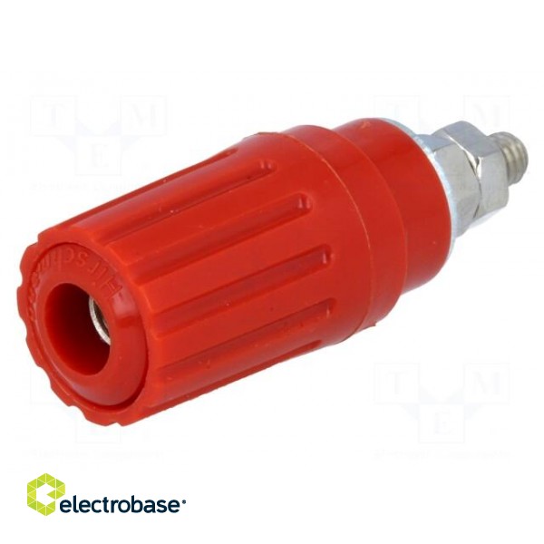Socket | 4mm banana | 25A | red | insulated | crimped image 1
