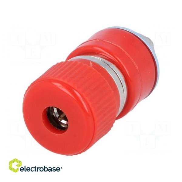 Socket | 4mm banana | 30A | 60VDC | red | nickel plated | screw,on panel image 1
