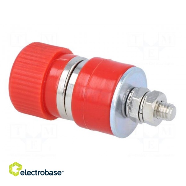 Socket | 4mm banana | 30A | 60VDC | red | nickel plated | screw,on panel image 4