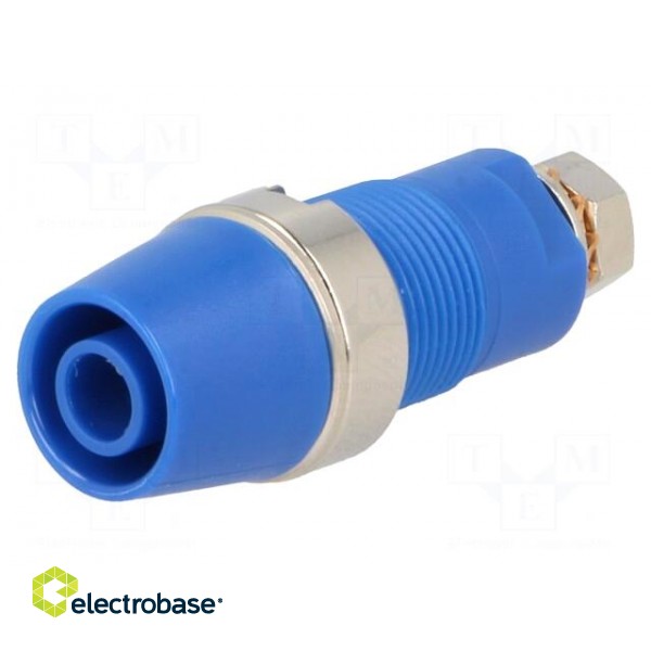 Socket | 4mm banana | 32A | 1kV | blue | nickel plated | screw | insulated image 1
