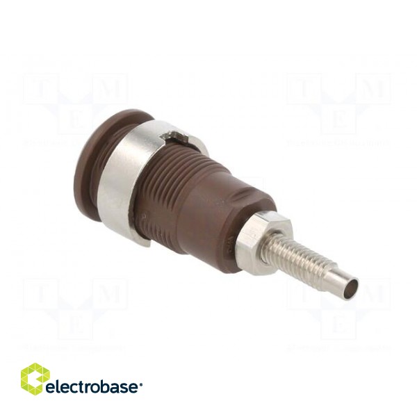 Socket | 4mm banana | 32A | 1kV | Cutout: Ø12.2mm | brown | nickel plated фото 4