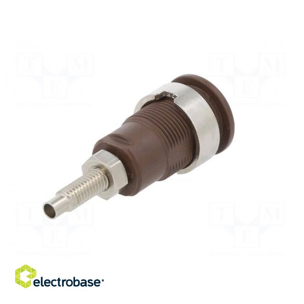 Socket | 4mm banana | 32A | 1kV | Cutout: Ø12.2mm | brown | nickel plated фото 6