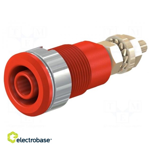 Socket | 4mm banana | 32A | 1kV | Cutout: Ø12.2mm | red | gold-plated